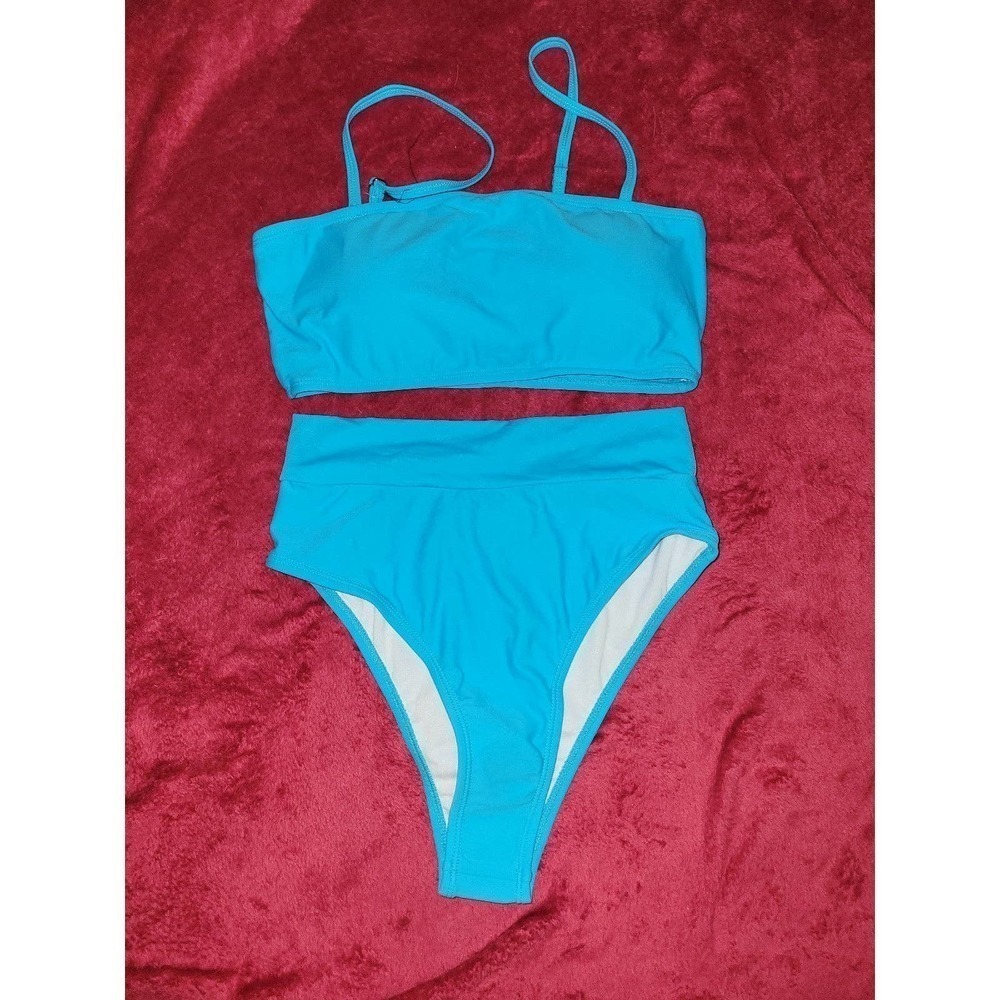 NWOT Blue Bikini swimsuit small high waisted